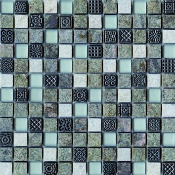 Mosaik weiß grau Glas 2,2/2,2