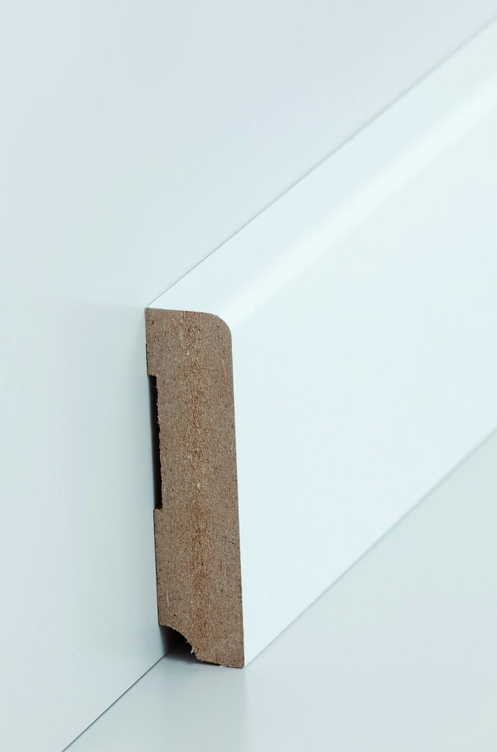 Fußleiste 19/80mm weiß ummantelt, MDF-
