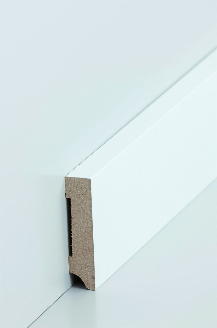 Fußleiste 13/58mm weiß ummantelt, MDF-